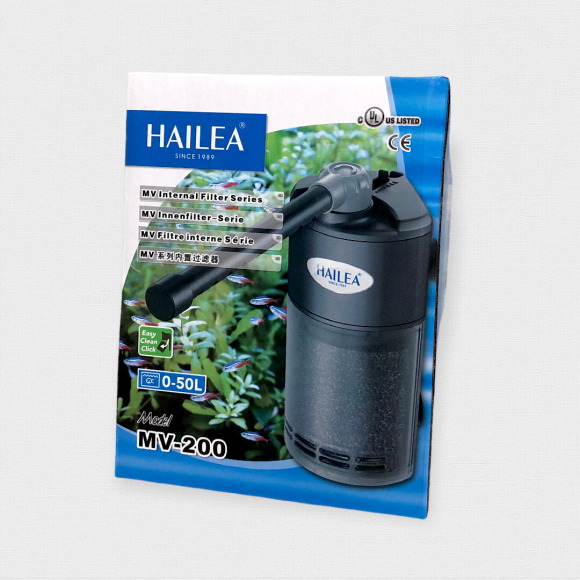 Фильтр-мини внутренний угловой с дожд. флейтой и рег. потока Hailea MV 200 3.5Вт, 50-200л/ч