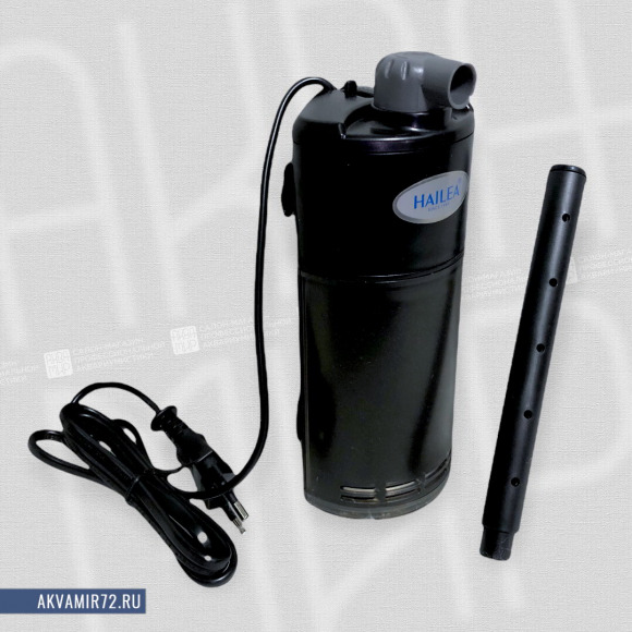 Фильтр-мини внутренний угловой с дожд. флейтой и рег. потока Hailea MV 600 6Вт, 200-400л/ч 